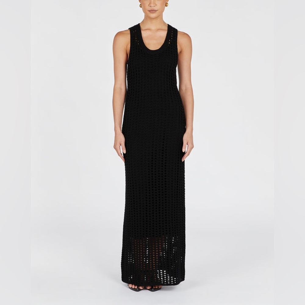 DISSH HUNTER BLACK CROCHET MAXI DRESS